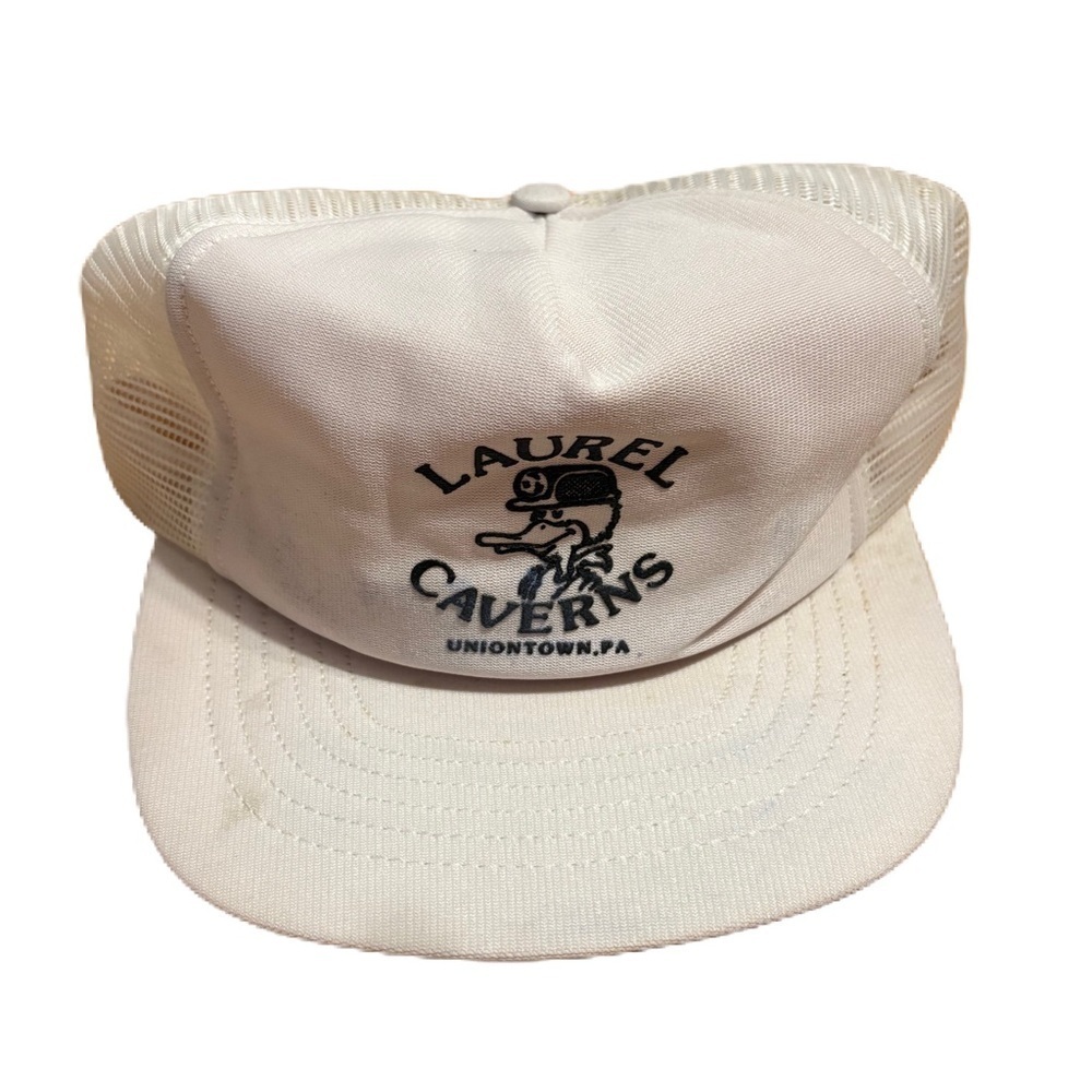 Vintage Laurel Caverns Hat SnapBack Uniontown Pennsylvania Mesh Made in USA